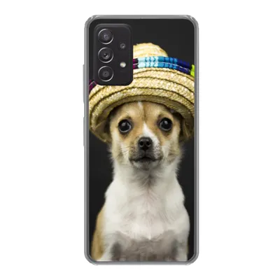 Produktbild von MuchoWow® Handyhülle Schutzhülle Hülle für Samsung Galaxy A33 5G Hund - Sombrero - Schwarz Silikon Softcase Handy Hülle - Kartenhalter