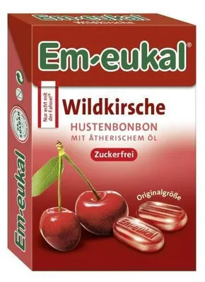 Zdjęcie produktu dla Em eukal Box Wild Cherry Cough Drop Essential Oils bez cukru 50g