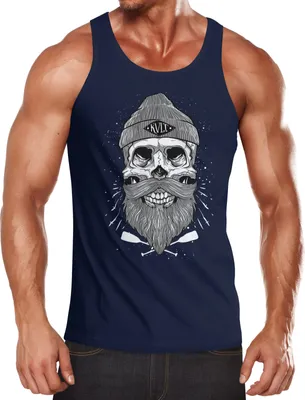 Produktbild von Herren Tank Top Captain Skull Beard Totenkopf Bart Kapitän Neverless®  XXL