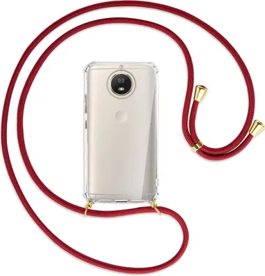 Produktbild von Handykette Backcover-Schutzhülle mit Band (Metall goldfarben) für Motorola Moto G5S - dunkelrot
