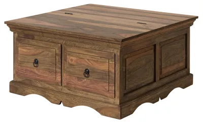 Immagine prodotto di MASSIVMOEBEL24 | Cassapanca in legno di sheesham 90x90x45 oliato grigio LEEDS #03