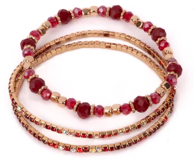 Image de Lot de 3 bracelets Tiny rouge rubis - Taille unique - rouge | par Great Pretenders