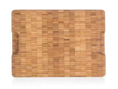 Imagen del producto de Tabla de cortar de madera BRILLANTE, hecha de bambú, con diseño de mosaico, de 35 x 25 x 3 cm