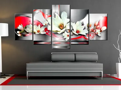 Produktbild von Akustikbild Blumen Abstrakt 200x100 cm Bilder Akustikschaum Hochleistungsschallabsorber Schallschutz Leinwand 5 tlg Wandbild Raumakustik Schalldämmung 020110-163