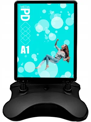 Produktbild von Kundenstopper Werbeaufsteller A1 Schwarz 59,4x84,1cm – Outdoor Wassertank Aufsteller & Plakatständer mit Rollen
