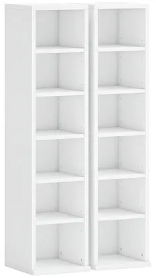 Immagine prodotto di Armadietti per l'archiviazione di CD, set da 2 pezzi – scaffali per CD e Blu-ray | Colore: Bianco | Dimensioni: 21x22,5x88,5 cm