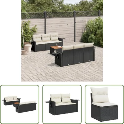 Produktbild von The Living Store 7-tlg. Garten-Sofagarnitur mit Kissen Schwarz Poly Rattan