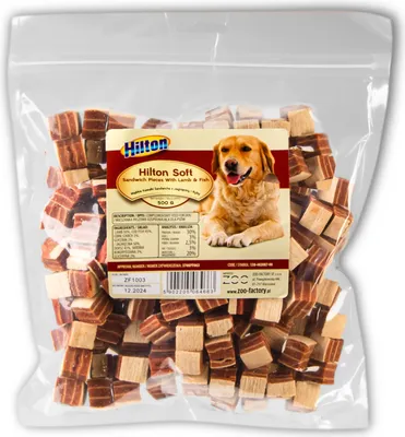 Produktbild von Hilton Soft Lamb & Fish Pieces 0.5Kg - Einzigartige getrocknete Kauartikel für gesunde Zähne