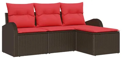 Image de Ensemble de canapés de jardin vidaXL en rotin synthétique marron
