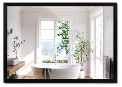 Produktbild von Moderner Wandspiegel Mit Schwarzem Rahmen – 70 x 50 cm