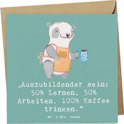 Produktbild von Mr. & Mrs. Panda Grußkarte Auszubildender - Meeresbrise - Geschenk, Lernen, Anerkennung, Glückwunschkarte, Klappkarte, Unterstützung, Berufe, Beruf, Berufsgestaltung
