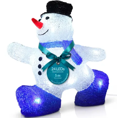 Produktbild von DEUBA® Weihnachtsdeko LED Acryl Figur Schneemann Außen Innen 27cm Weihnachten IP44 beleuchtet Deko Weihnachtsfiguren Weihnachtsbeleuchtung Kaltweiß, KI-generiertes Bild
