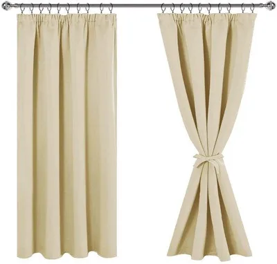 Productafbeelding van Verduisteringsgordijnen met Rimpelband - Beige 137x117 cm Set van 2