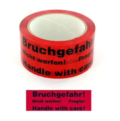 Produktbild von 4 x Paketband Packband Warnband Bruchgefahr 66m x 50mm