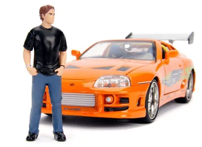 Productafbeelding van Jada Toys Fast & Furious Toyota Supra modelauto, schaal 1:24, met Brian O'Conner figuur