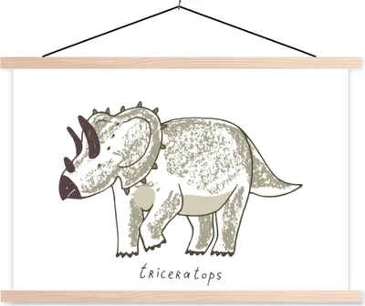 Produktbild von MuchoWow® Textilposter Kinderzimmer - Triceratops - Dinosaurier - Jungen - Mädchen - Kinder 60x40 cm mit holzfarbenen Rahmen - Bilder