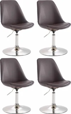 Produktbild von CLP 4er Set Esszimmerstühle Maverick Kunstleder drehbar und stufenlos verstellbar - Farbe: braun, Gestellfarbe: chrom