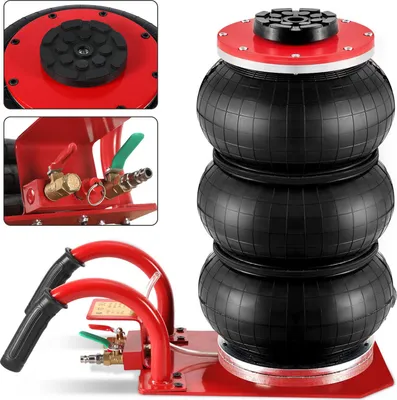 Produktbild von Izrielar Triple Bag Air Jack 3 t - Luftkissenheber 140-450 mm Hubhöhe - 5 Minuten Hubzeit - Kurzgriff - Arbeitssparend - Rot