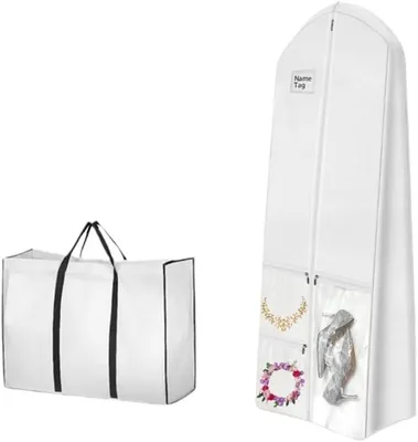 Produktbild von Langer, atmungsaktiver Kleidersack - 180 x 60 cm - Faltbarer Kleidersack - Kleiderhülle für Brautkleider - Kleidersack für Brautkleider - Lang