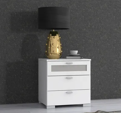 Image de Commode, table de chevet, table de nuit, console de chevet 50 cm, blanc