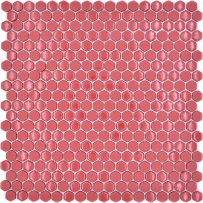 Produktbild von Glasmosaik Hexagon rot Hexagonal Sechseckmosaik glänzend matt Mosaikfliese Wand Fliesenspiegel Küche Bad MOS140-0901_f