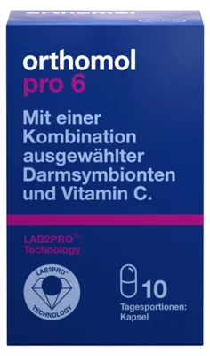 Produktbild von Orthomol Pro 6 Kapseln - mit einer Kombination ausgewählter Darmsymbionten und Vitamin C, 10 St. Tagesportionen