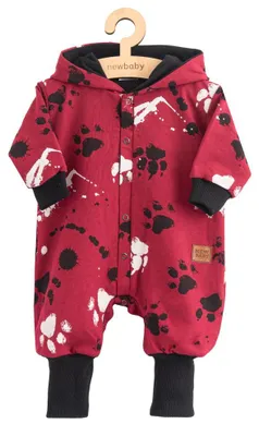 Obrázek produktu pro Dětský bavlněný overal s kapucí a ušima New Baby Paws tmavě růžový, velikost 62 (3-6m)