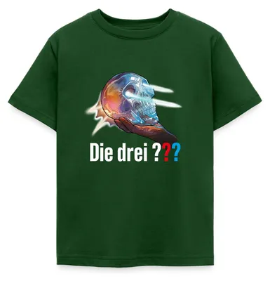 Produktbild von Spreadshirt Die Drei Fragezeichen Der Kristallschädel Kinder T-Shirt, 98/104 (3-4 Jahre), Forstgrün