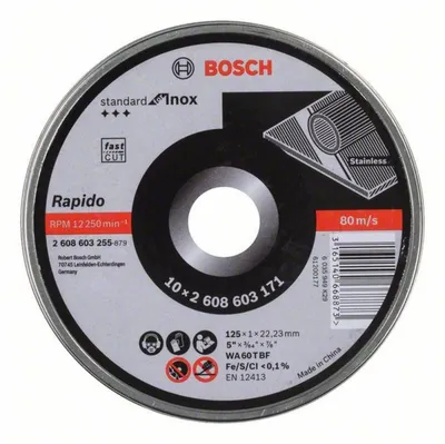 Image de Boite de 10 disques à tronçonner Rapido Ø 125 mm spécial inox BOSCH 2608603255
