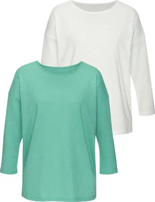 Produktbild von VIVANCE Langarmshirt türkis, creme Größe 32/34