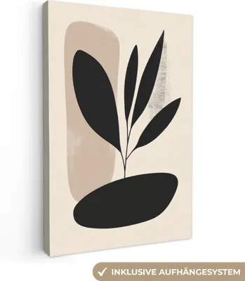 Produktbild von Leinwand Bilder 60x90 cm - Japandi - Pflanzen - Beige, Bild Modern, Wanddeko, Gemälde