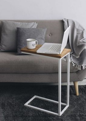 Beistelltisch Laptoptisch San Jose – Holz Eiche massiv (Gestell Weiß) (CWH)