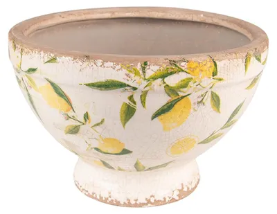 Image de Clayre & Eef Pot de fleurs Ø 21x14 cm Jaune Céramique Citron