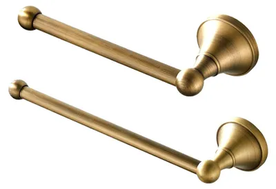 Produktbild von 2-teiliges Badezimmer Zubehör Set - Handtuchring und Toilettenpapierhalter aus Messing, Wandmontage, gebürstete Bronze