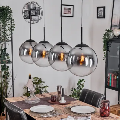 Produktbild von Fossobiubo Hängelampe aus Metall/Glas in Schwarz/Rauchfarben/Klar