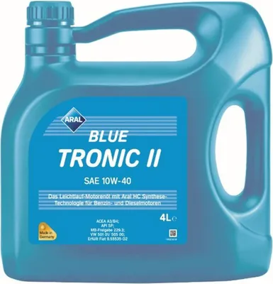 Produktbild von ARAL BlueTronic II für 10W-40 4 Liter Motoröl Motorenöl Teilsynthetisch 9.55535-D2 229.3 501 01 505 00 Öl