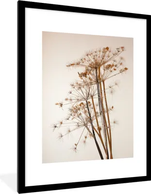 Produktbild von MuchoWow® MuchoWow® Gerahmtes Poster Getrocknete Blumen - Stillleben - Weiß - Pflanzen - Blumen 60x80 cm - Poster mit zchwarzem Bilderrahmen - Wohnzimmer - Dekorationen - Prämie