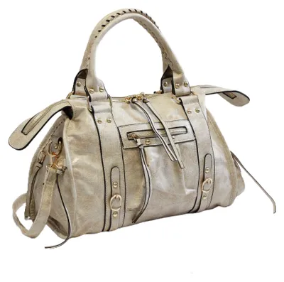 Produktbild von irisaa Vintage Damen Handtasche, Schultertasche und Umhängetasche mit Abnehmbarem Gurt, Quasten, Schnallen und Reißverschluss