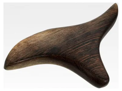 Produktbild von Dreizackförmiges Massagebrett aus Verawood Naturholz für Spa Akupunktur und Triggerpunktbehandlung, 14 cm