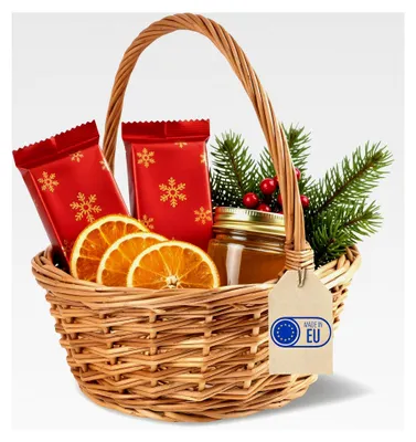 Produktbild von Osterkorb kleiner Weidenkorb mit Henkel | Klein 22 x 22 x 26 cm (+/- 2 cm) | Handgeflochtener Geschenkkorb, Obstkorb, Bügelkorb | Naturfarbe | Osterkörbchen