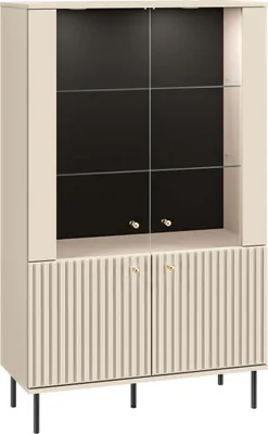 Obrázek produktu pro FURNLUX Vitrína Sophie béžová 92 cm / Hlavní barva: béžová / Rozměry: 92 x 151 x 40 cm
