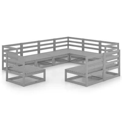 Immagine prodotto di vidaXL Set da salotto da giardino 9 pezzi in legno di pino massiccio grigio