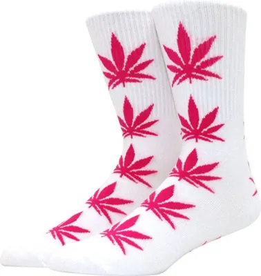 Produktbild von Jumada's - Cannabissocken - Cannabissocken - Weed - Cannabis - weiß-rosa - Uni-Socken - Größe 36-45