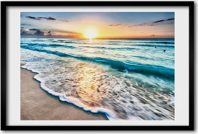 Produktbild von Bild 60x40 MDF-Rahmen, Wandkunst Sonnenuntergang am Strand