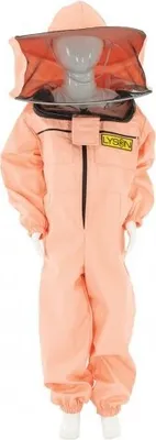 Produktbild von LYSON Kinderanzug mit abnehmbaren Hut Kinderoverall mit Schleier Schutzkleidung für Kinder, Imker Anzug Imkeranzug Schutz vor Bienen Lachsfarbe Grösse 158