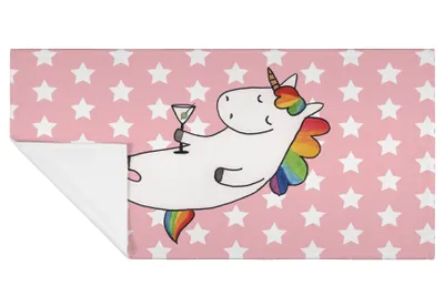 Produktbild von Mr. & Mrs. Panda Handtuch Einhorn Cocktail - Rot Pastell - Geschenk, Geburtstag, Einhörner, 50x100, Spruch, Cuba Libre, Flauschtuch, kleines, Unicorn, 100x50, Rum