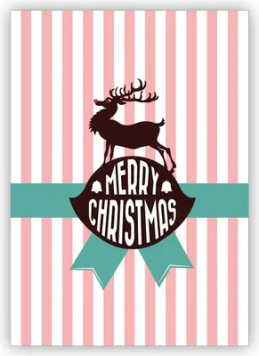 Produktbild von Edle Weihnachtskarte mit Hirsch auf rosa Streifen: Merry Christmas