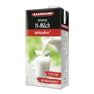 Image de Lait demi-écrémé sans lactose Naarmann H bouchon à vis 1000ml
