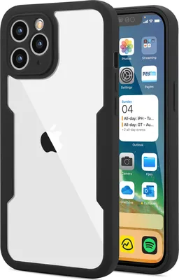 Immagine prodotto di custodia per iPhone 11 Pro, protezione completa a 360° con protezione del display integrata per iPhone 11 Pro nero