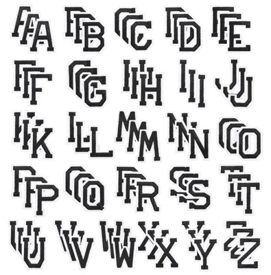Buchstaben-Stickpatches A-Z, 78 Stück, schwarz, 5 cm, aufbügelbar